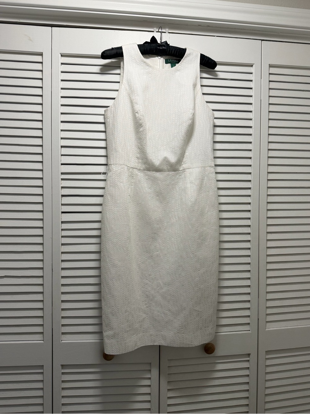 Lauren Ralph Lauren Cream Textured Sheath Midi Dress - Picture 6 of 14